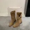 Botines de estilo francés de doble uso, súper modernos y deslumbrantes para 2026, chic de principios de otoño, llamativos de estilo callejero, botines de ante efecto Maillard estilo Western cowboy para mujer