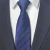 Corbata formal para hombre de 1200 agujas, cremallera perezosa en stock, 8 cm, fácil de tirar, corbata a rayas negras sin perforación