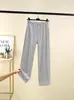 Calças Casuais de Listras Pretas e Brancas para Mulheres, Calças de Outono e Inverno de Cintura Alta para Usar por Cima, Calças de Casa, Calças de Pijama Plus Size, Calças de Perna Larga com Forro de Fleece