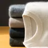 Suéter de Cachemira Baicai de Terciopelo con Cuello Redondo Bajo para Hombre, Jersey de Punto Casual de Negocios, Capa Base de Punto, Suéter Nuevo de Lana Otoño Invierno