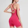 Macacão Body de Yoga Costas Cruzadas Sem Costas Lindo Body de Yoga Costas Cruzadas Shorts Body Modelador Levanta Quadril
