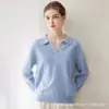 Suave y acogedor nuevo suéter de punto 100% cachemira con cuello de tijera para otoño/invierno para mujer, de manga larga, color liso, adecuado para usar en capas