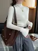 Nuevo Suéter de Punto de Lana de Cuello Alto para Mujer Invierno Top Negro