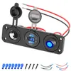 Carregador de Carro para Motocicletas e Carros, Display Digital USB Duplo Modificado Carregamento Rápido Tomada de Isqueiro, Carregador de Carro de Combinação de Três Posições