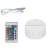 Base de Abajur 3D Controle Remoto por Toque Acrílico LED Colorido Luminária de Cabeceira USB Decorativa Lâmpada que Muda de Cor Base de Lâmpada