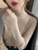 Suéter azul para mujer, nuevo modelo otoño e invierno 2026, top de punto de cuello medio para llevar debajo de un abrigo, camiseta básica de cuello semi-alto