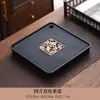 Bandeja de té de piedra negra imitación, juego de té integrado totalmente automático, uso doméstico, adecuado para té kung fu, compatible con placas de inducción, mesa de té grande para sala de estar, material natural