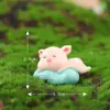 Paisaje en miniatura, caricatura creativa, linda figura de cerdo en forma de corazón, muñeco de animal, accesorio decorativo, adorno para coche o escritorio
