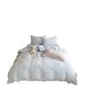 Conjunto de quatro peças de outono e inverno dupla face em veludo de leite quente, fofo e divertido, com urso, laço, toalha, colcha bordada, roupa de cama