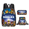 Mochila Escolar Estudiante Roblox Transfronteriza Estilo Coreano para Estudiantes de Primaria y Secundaria Mochila de Moda Trendy Estilo Ins Juego de Tres Piezas