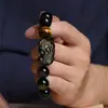 Pulsera de Obsidiana para Atraer Riqueza, con Diseño de Pixiu para el Año del Serpiente, Pulsera de Cuentas de Fortuna de Obsidiana Dorada de Alta Gama para Hombres, Mismo Estilo que se Ve en Transmisiones en Vivo