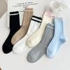 Calcetines Mary Jane para Mujer de Otoño e Invierno con Zapatos Pequeños de Cuero, Calcetines de Media Pantorrilla, Puño de Burbuja sin Costuras, Calcetines de Algodón Estampado de Verano, Calcetines Flojos