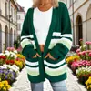 Nuevo cárdigan fino largo de comercio exterior transfronterizo con bolsillos, abrigo suéter de moda estampado para otoño e invierno, personalizado, casual para mujer