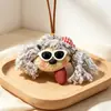 Encantador perrito peludo con la lengua fuera, llavero para bolso, colgante de dibujos animados natural, semillas de terapia de sonido curativas, popular en zonas escénicas, amuleto divertido y adorable