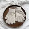 Guantes Infantiles Estilo Coreano Sencillos Color Puro Medianos y Grandes Invierno al Aire Libre Cálidos Cinco Dedos Suaves Cerosos Resistentes al Frío para Niños y Niñas