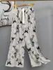 Pantalones de pijama de algodón para mujer, verano, finos, estampados, casuales, de pierna ancha, pueden usar mujeres embarazadas, comercio exterior, pantalones de talla grande