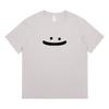Nueva camiseta de manga corta de algodón grueso para mujer, camiseta informal de verano con estampado de media manga y carita sonriente para estudiantes.