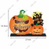 Logotipo de escritorio de Halloween, colgante de madera, calabaza, calavera, araña, murciélago, decoración de escena de fiesta, Acción de Gracias