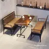 Estilo Industrial Retro Loft Sofá tipo cabina Arte de Hierro Madera Maciza Cafetería Ocio Bar Restaurante Temático Mesas y Sillas