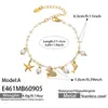 Vibras frescas y curativas de la costa, pulsera con colgante de concha chapada en oro de acero inoxidable, vida marina, circonita, joyería para mujer