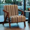 Silla Richard Estilo Chino Sofá Individual para Sala de Estar Silla de Sofá de Diseñador Balcón Retro Francés Ocio Silla de Sofá de Madera Maciza