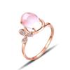 Estilo coreano Natural Rosa Cristal Hibisco Pedra Anel Abertura Feminina Ajustável Transparente Gem Anel de Dedo Jóias