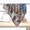 Nuevo Pañuelo Cuadrado de Terciopelo Impreso por Ambos Lados para Mujer, Estilo Coreano Retro Patrón de Espiga 90 Pañuelo de Seda con Elegante Chal Lote