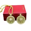 Nova Colar Pingente Bússola Oito Tesouros Tradicional Estilo Chinês Banhado a Ouro Cravejado de Diamantes Rotatório para Mulheres, Joia Estilo Vintage, Presente de Seguro