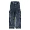 Pantalones de trabajo de pana retro americanos con diseño multibolsillos, nuevos pantalones rectos holgados de pierna ancha de estilo callejero para parejas