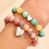 Pulsera Europea y Americana Nueva Piedra de Color Verde Polvo con Cuentas Colgante de Amor Cuerda Trenzada Pulsera para Pareja Tamaño Ajustable