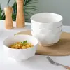Cuenco Cerámico Simple Blanco Puro Cuenco Diamante Vajilla Color Bajo Esmalte Hogareño Cuenco para Arroz Cuenco para Fideos Cuenco para Sopa Cuenco Material LOGOTIPO