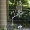 Adorno de Esqueleto de Halloween Transfronterizo Modelo Nuevo 165cm + Set de Correa para Perro Esqueleto Puede Pararse en el Patio Casa Embrujada