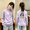 Blusa de base para meninas outono e inverno média e grande crianças meninas bebê roupa íntima gola alta estilosa infantil quente top t