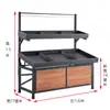 Prateleira de Frutas Yonghui Supermercado Exibição Aço Madeira Ilha Prateleira de Legumes Multi-Camada Ajustável Trapezoidal Plataforma Comercial