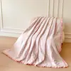 Versão Coreana de 2026 Renda Francesa Estampa Floral Mãe-Filho Algodão Puro Gaze Dupla Camada Colcha de Verão Estilo Princesa Fresco Colcha Refrescante de Verão