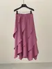 Falda Asimétrica de Volantes Estilo Coreano Simple Fone para Mujer Nueva de Primavera Cintura Elástica Falda Fluida de Corte A 59229
