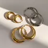 Brincos de Argola Redondos de Metal para Mulheres, Design de Nicho, Luxo Acessível de Alta Qualidade, Brincos de Argola Lisos Exagerados Simples e Elegantes Europeus e Americanos