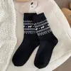 Meias de Lã Outono e Inverno Fair Isle Cachorrinho Laço Meias Quentes de Cano Médio Estilo Japonês Engrossadas Estilo Natalino Meias Femininas