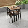 Mesa de Chá e Conjunto de Cadeiras para Lazer na Varanda Pátio Madeira Plástica Exterior Villa Exterior Casa Apartamento Pequeno Ao Ar Livre À Prova D'Água Proteção Solar