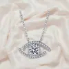 Collar de Plata de Ley S925 con Moissanita para Mujer, Joyería con Forma de Ojo del Diablo, Cadena para Clavícula, Cadena para Clavícula Personalizada de Moda Europea y Americana