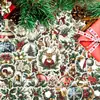 50 calcomanías navideñas vintage de estilo europeo y americano, calcomanías de corona y esfera festiva para decoración de diario y caja de regalo, venta al por mayor transfronteriza