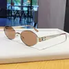 Gafas de sol GM del mismo estilo de Wang Hedi para hombre, forma ovalada de color té vintage, gafas de sol metálicas estilo old money para mujer, protección solar de alta gama