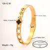 Joyería para Manos Europea y Americana Anillo Geométrico Corte de Línea Árbol de la Vida Diamante de Barro Incrustado Accesorios de Pulsera Pulsera de Acero de Titanio para Mujeres