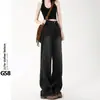 Jeans Feminino Wide Leg Cinza Preto Reto Cintura Alta Solto 2025 Novo Design Sense Nicho Calça Mop