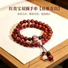 Pulseira de sândalo vermelho precioso 8mm, pulseira de contas de lótus da sorte, acessório de mão unissex, rosário de mão de laço duplo