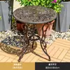 Mesa Pequeña y Sillas para Balcón Juego de Tres Piezas Aluminio Fundido Una Mesa Dos Sillas Patio de Ocio Jardín Mesa de Café Europea Combinación de Mesa y Sillas Mesa Redonda