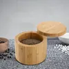 Pote de Condimentos de Bambu Prateleira de Condimentos de Três Camadas Potes de Sal de Bambu Caixa de Condimentos de Bambu Multicamada Potes de Sal de Camada Única de Bambu e Madeira