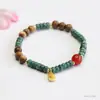 Pulsera de Jade Natural Grado A de Guan Yu con Cuentas Azules de Abaco y Vainas de Loto Joyería Venta al por Mayor en Vivo S5052703