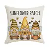 Funda de almohada de girasol de verano transfronteriza con diseños de abejas y florales, funda de cojín para sofá de estilo americano, funda de almohada para cabecero de dormitorio