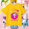 Camiseta Manga Curta Fofa e Adorável para Meninas, Top de Algodão Puro Desenho Animado em Formato de Coração Fofo, Camiseta Básica de Verão para Menininhas